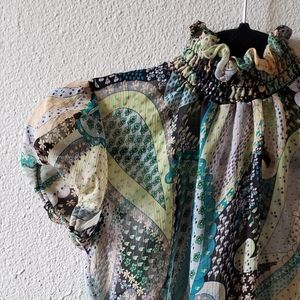 Paisley Ruched Turtlneck